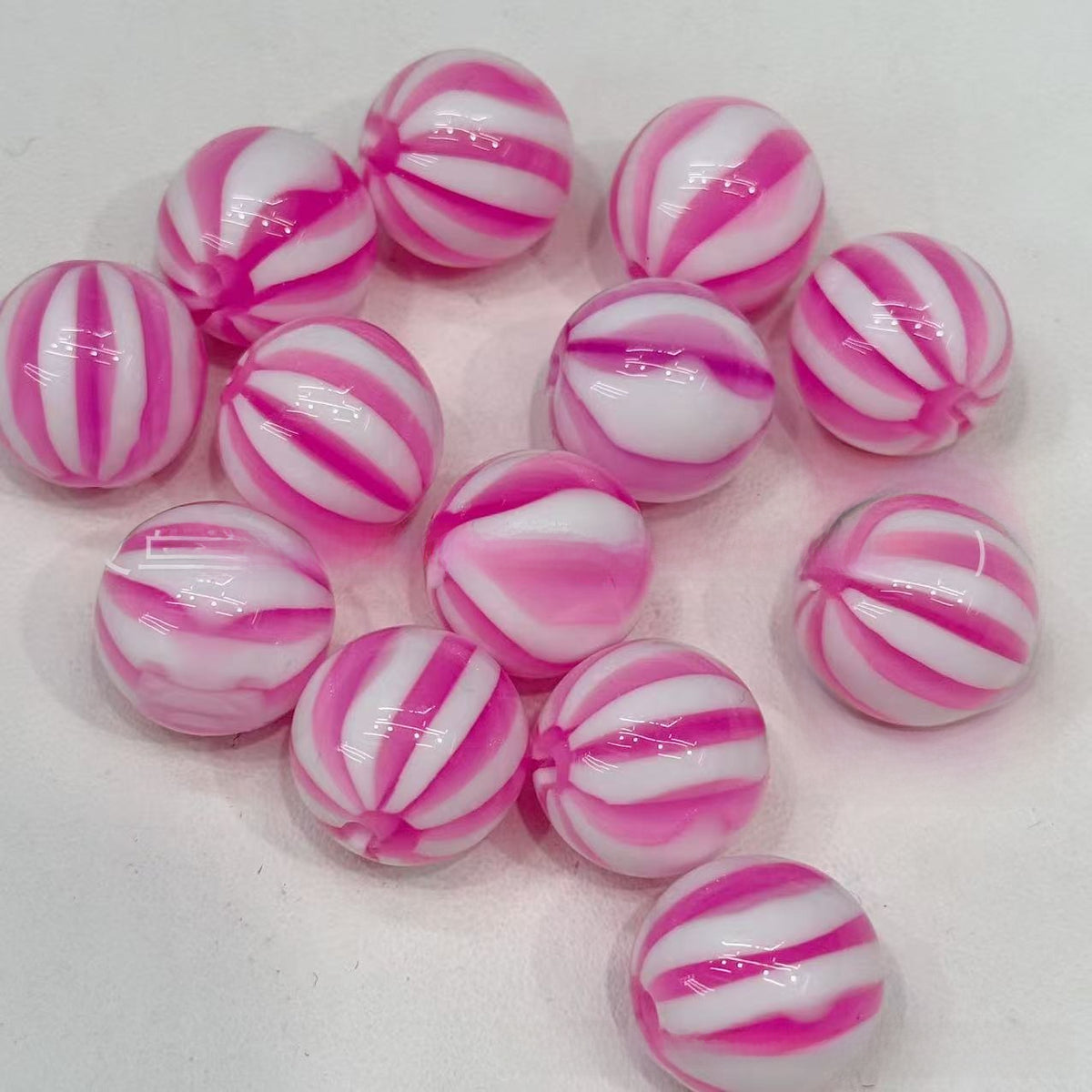 16mm blooming pumpkin beads watermelon stripes beaded diy handmade beaded pen mobile phone chain pendant loose beads jewelry accessories