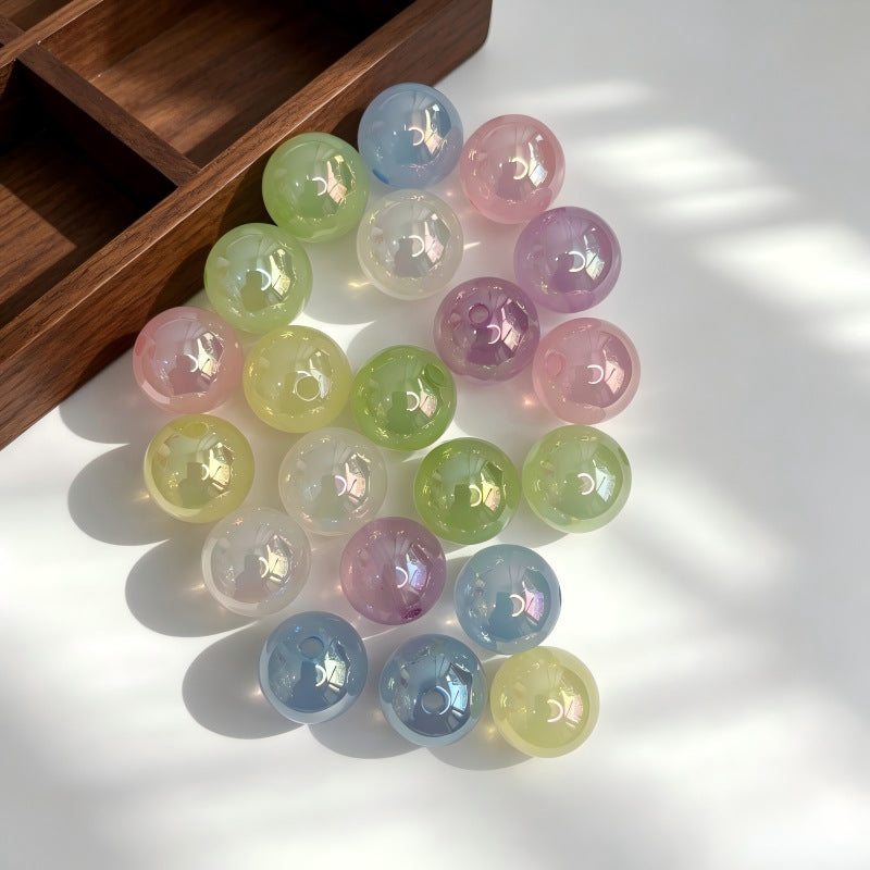 Acrylic 16mm uv plated colorful faceted earth disco beads diy beaded mobile phone chain car hanging jewelry accessories