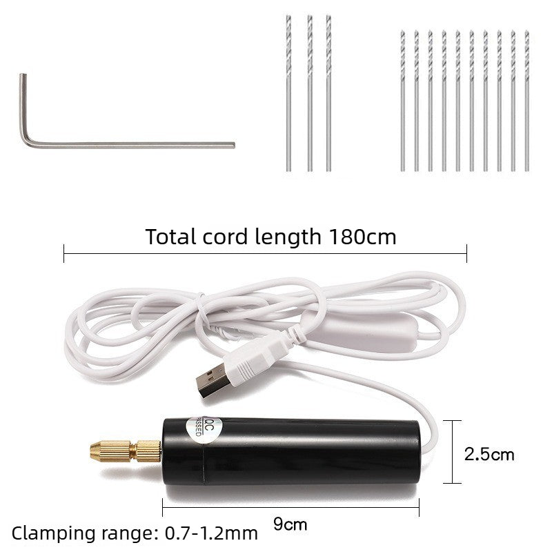 USB Powered Mini Electric Drill, Handheld Drilling Tool for DIY Epoxy Resin Crafts, Pearl Bead Drilling Hole Maker, Comes with Jewelry Eye Screws