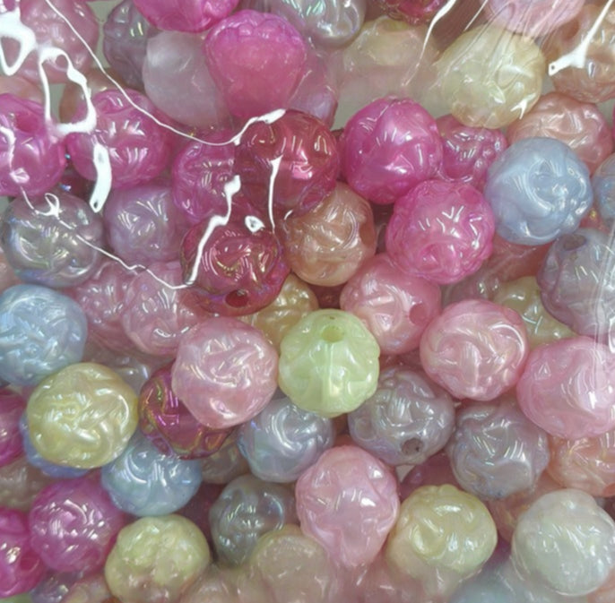 Acrylic pearlescent yarn ball 16mm straight hole beads diy live broadcast mobile phone rope keychain string pen