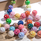 Solid color perforated beads electroplated ab iridescent loose beads acrylic bracelet diy jewelry semi-finished handmade accessories