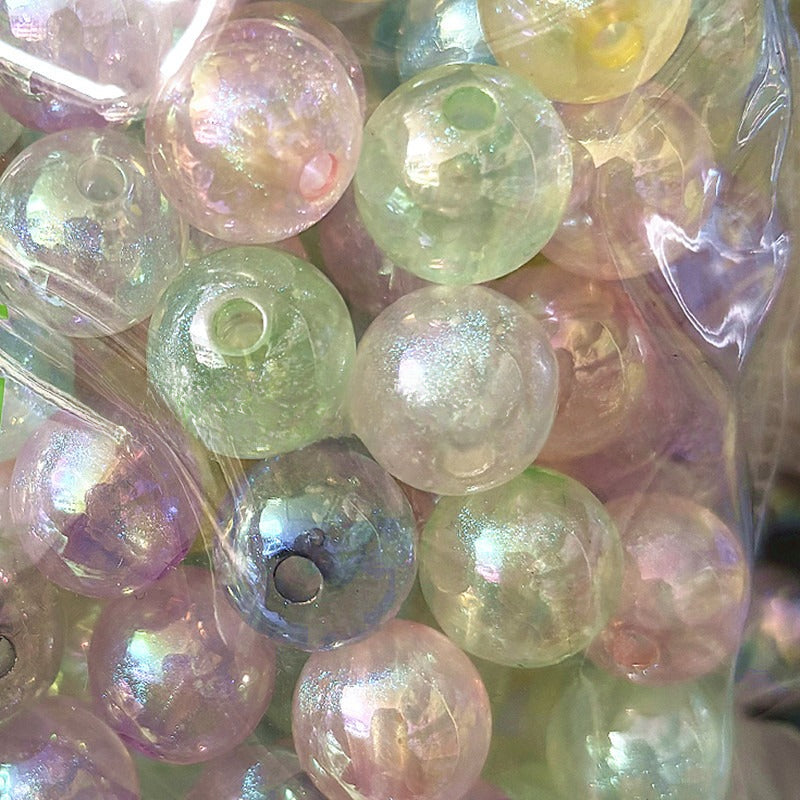 Acrylic 16mm uv plated colorful faceted earth disco beads diy beaded mobile phone chain car hanging jewelry accessories