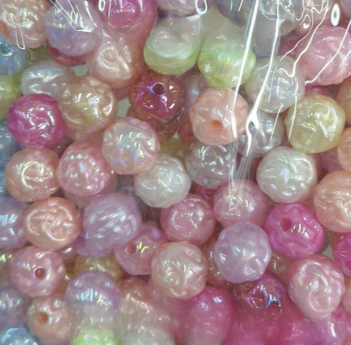 Acrylic pearlescent yarn ball 16mm straight hole beads diy live broadcast mobile phone rope keychain string pen