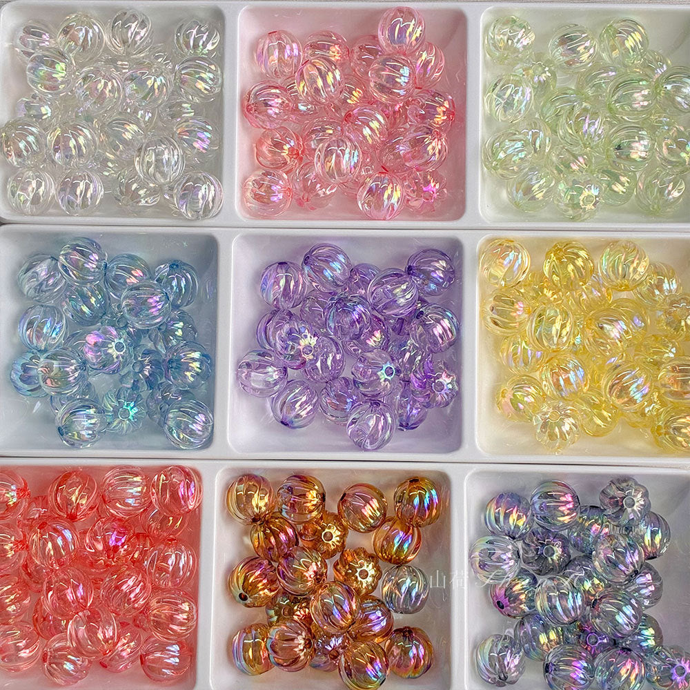 Acrylic 16mm clear uv coated pumpkin beads diy/phone chain beaded pen keychain material loose beads wholesale