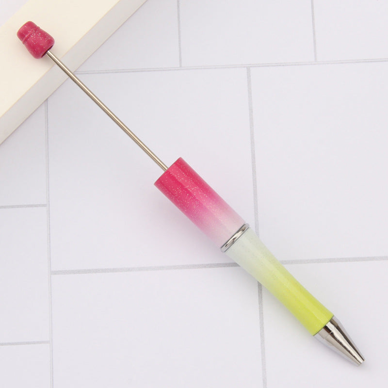 Beaded pen wholesale - diy creative cute beaded ballpoint pen - uv electroplated beaded pen - tri-color gradient beaded pen