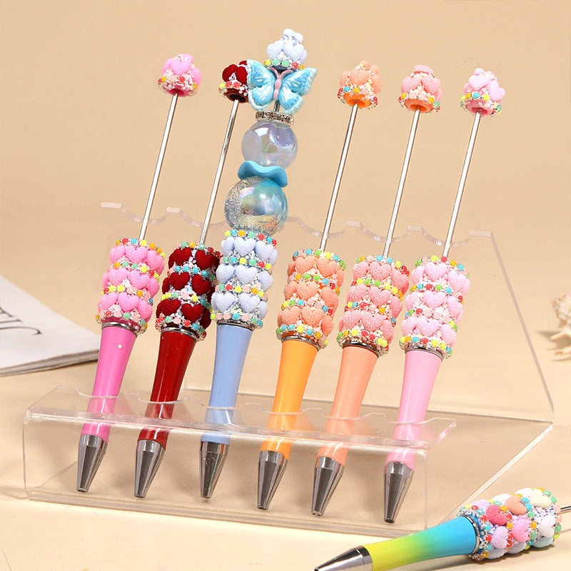 New Korean‑Style Full‑Rhinestone Ballpoint Pen, Luxury Heavy‑Duty Inlaid Rhinestone Kawaii Bead Guka Pen, High‑Aesthetic DIY Beaded Pen