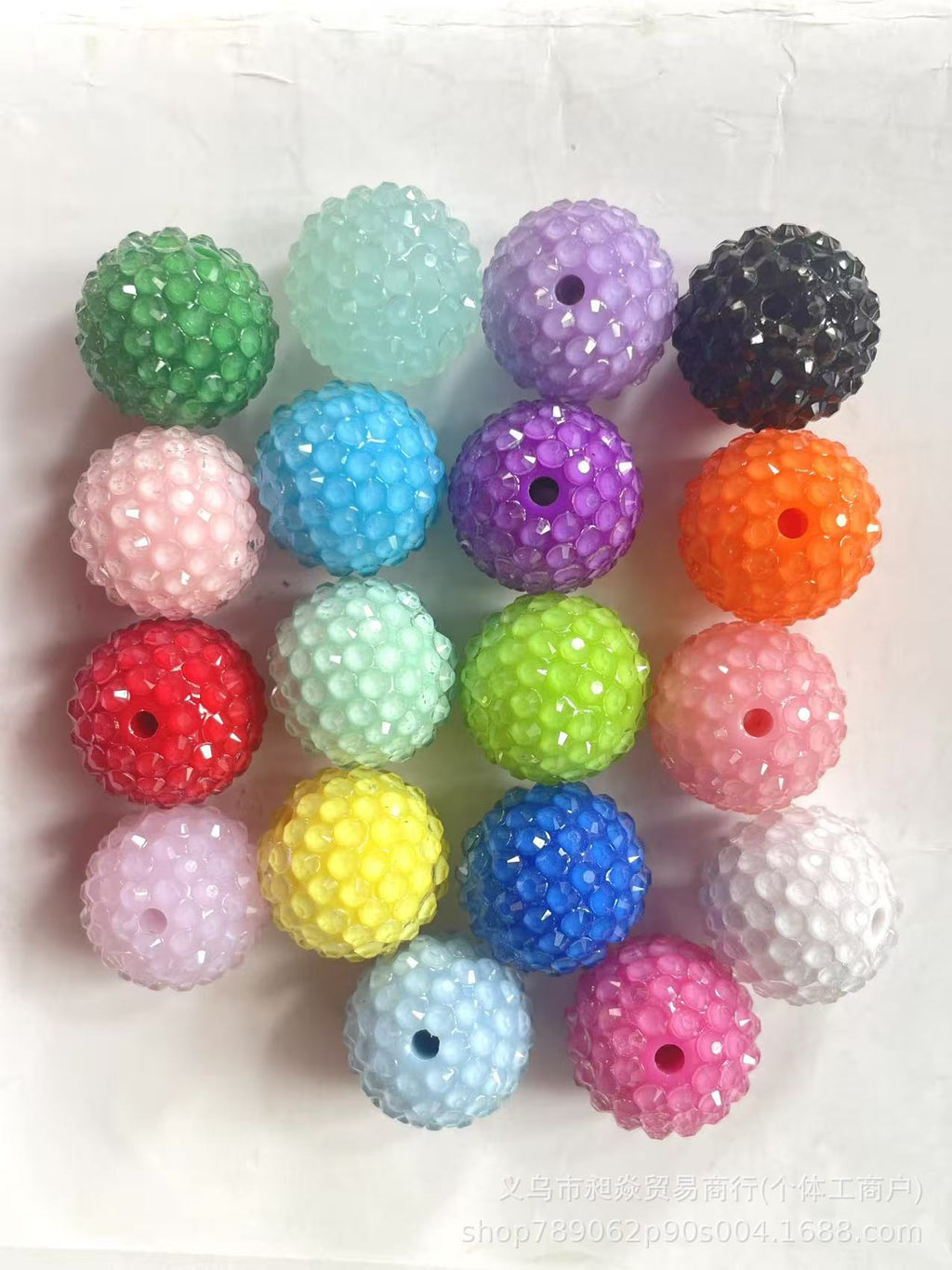 New 16mm 20mm resin rhinestone ball loose beads diy bracelet phone chain keychain necklace pendant beading accessories