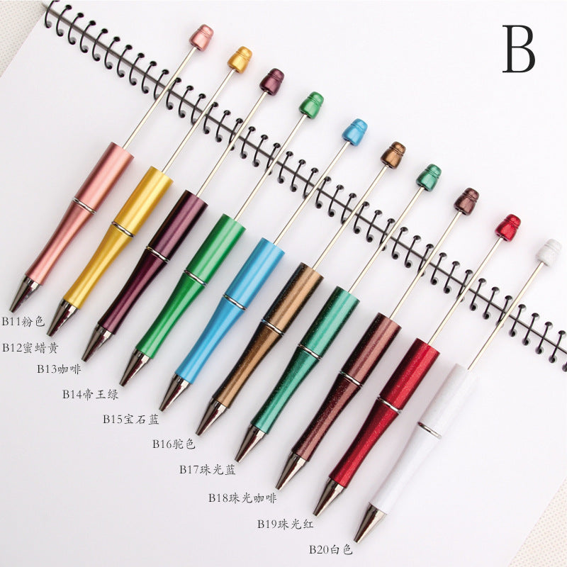 Beaded pen wholesale - diy creative cute beaded ballpoint pen - uv electroplated beaded pen - tri-color gradient beaded pen