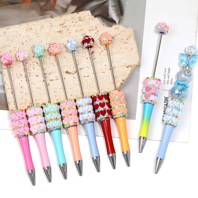New Korean‑Style Full‑Rhinestone Ballpoint Pen, Luxury Heavy‑Duty Inlaid Rhinestone Kawaii Bead Guka Pen, High‑Aesthetic DIY Beaded Pen