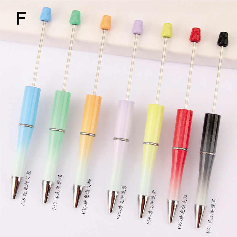 Beaded pen wholesale - diy creative cute beaded ballpoint pen - uv electroplated beaded pen - tri-color gradient beaded pen