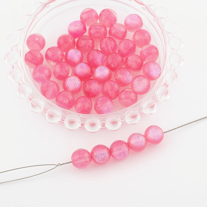 Starry sky fine glitter resin straight hole round beads cat eye acrylic beads diy earrings bracelet beaded necklace handmade accessories