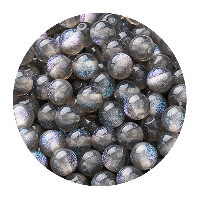 Starry sky fine glitter resin straight hole round beads cat eye acrylic beads diy earrings bracelet beaded necklace handmade accessories