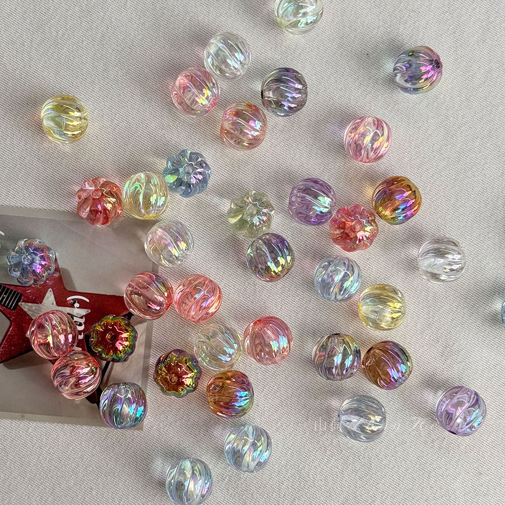 Acrylic 16mm clear uv coated pumpkin beads diy/phone chain beaded pen keychain material loose beads wholesale
