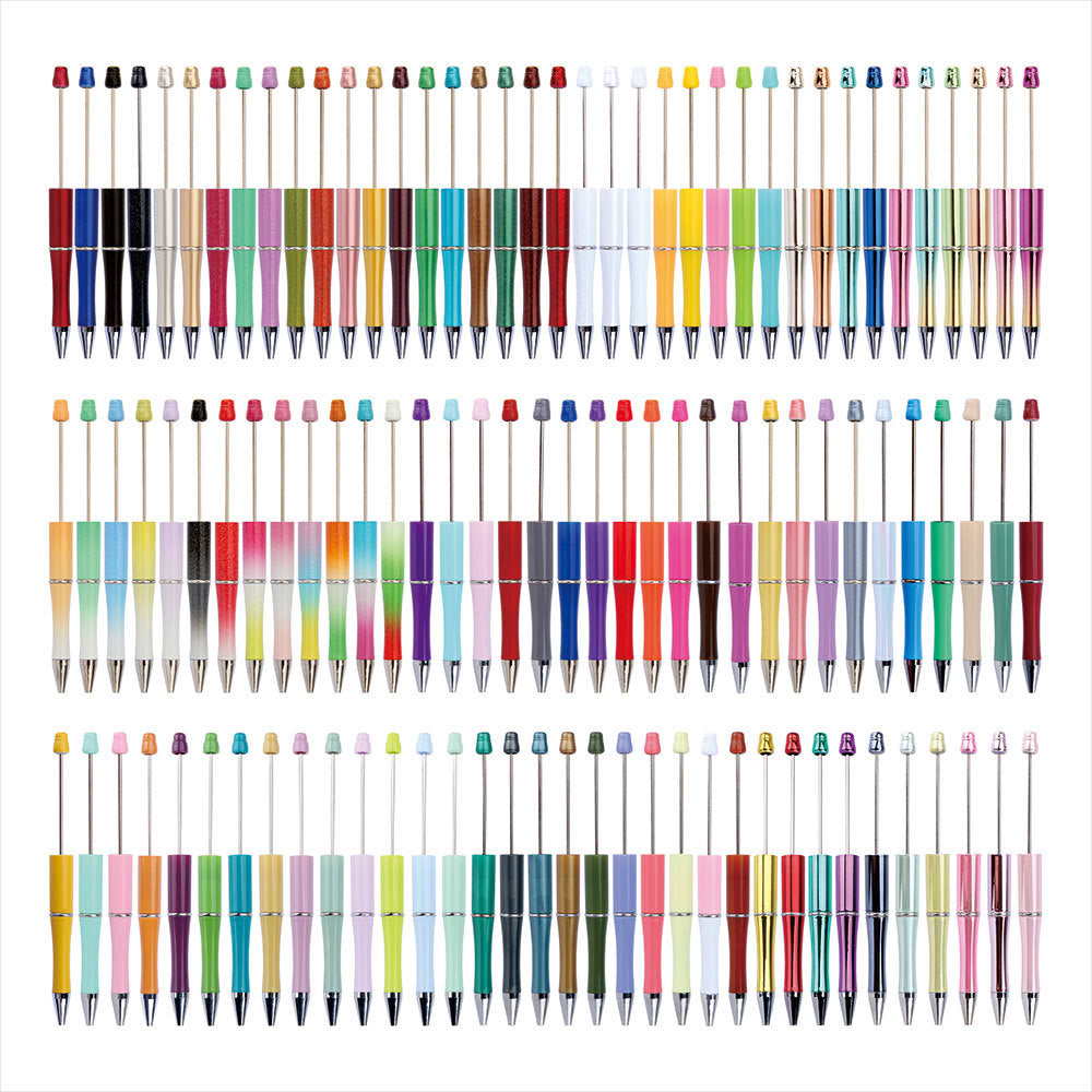 Beaded pen wholesale - diy creative cute beaded ballpoint pen - uv electroplated beaded pen - tri-color gradient beaded pen
