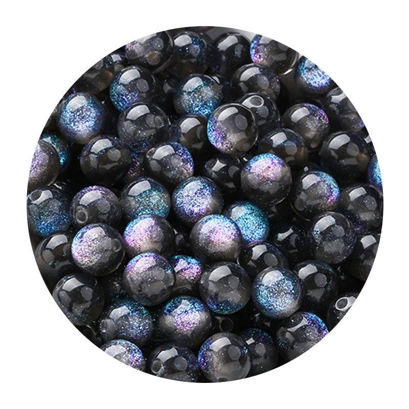 Starry sky fine glitter resin straight hole round beads cat eye acrylic beads diy earrings bracelet beaded necklace handmade accessories