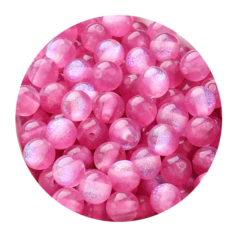 Starry sky fine glitter resin straight hole round beads cat eye acrylic beads diy earrings bracelet beaded necklace handmade accessories