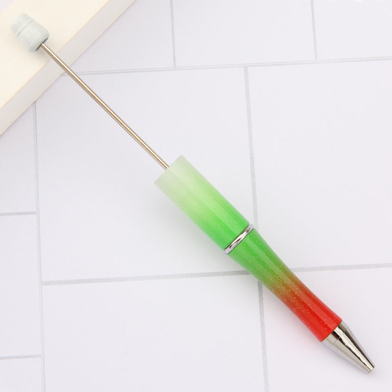 Beaded pen wholesale - diy creative cute beaded ballpoint pen - uv electroplated beaded pen - tri-color gradient beaded pen