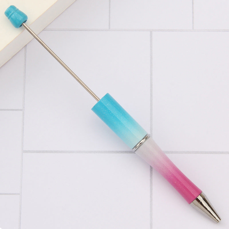 Beaded pen wholesale - diy creative cute beaded ballpoint pen - uv electroplated beaded pen - tri-color gradient beaded pen