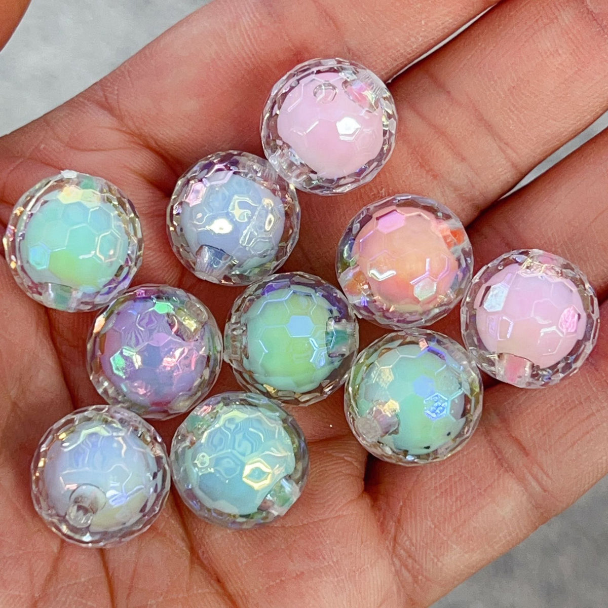 Uv plated disco beads 16mm earth beads sugar heart beads middle beads round beads diy jewelry accessories acrylic beading material