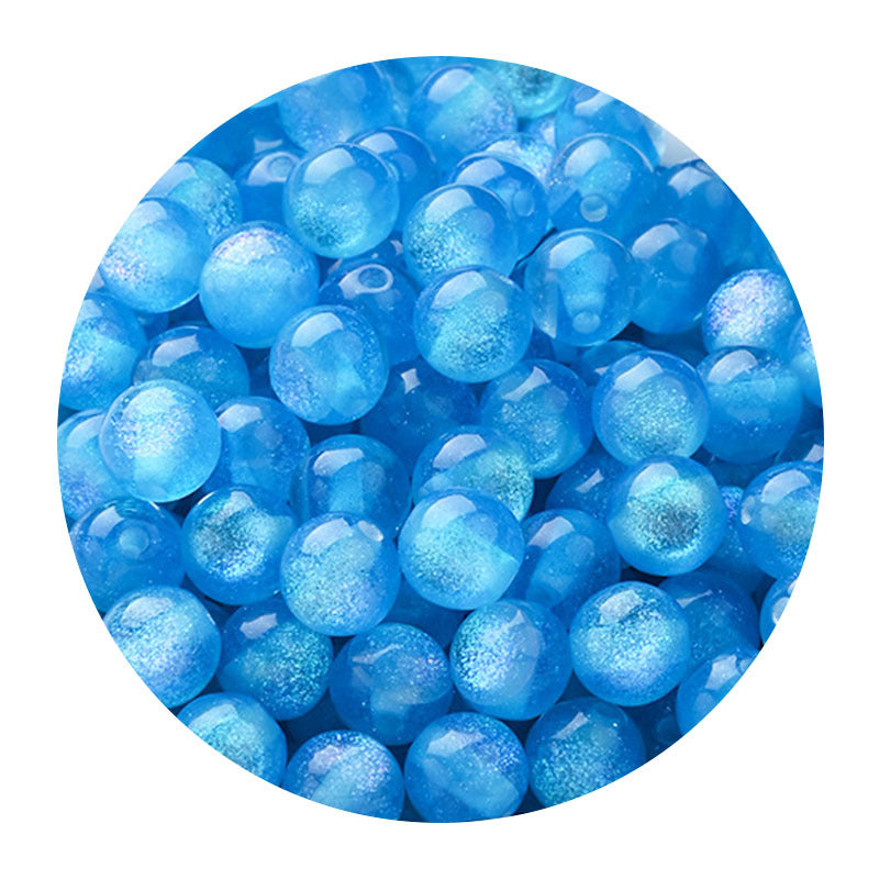 Starry sky fine glitter resin straight hole round beads cat eye acrylic beads diy earrings bracelet beaded necklace handmade accessories