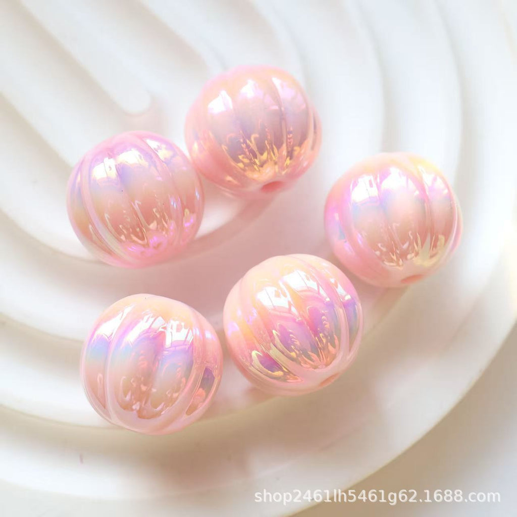 Acrylic new large uv pumpkin beads straight hole loose beads diy bracelet mobile phone chain chain beads jewelry accessories