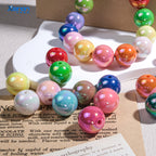 Solid color perforated beads electroplated ab iridescent loose beads acrylic bracelet diy jewelry semi-finished handmade accessories