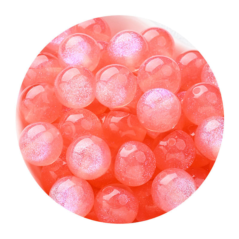 Starry sky fine glitter resin straight hole round beads cat eye acrylic beads diy earrings bracelet beaded necklace handmade accessories