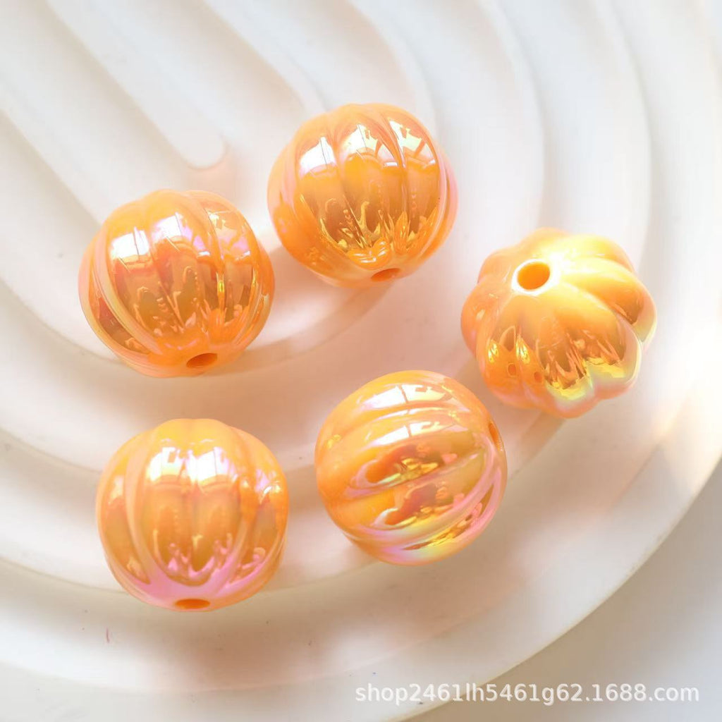 Acrylic new large uv pumpkin beads straight hole loose beads diy bracelet mobile phone chain chain beads jewelry accessories
