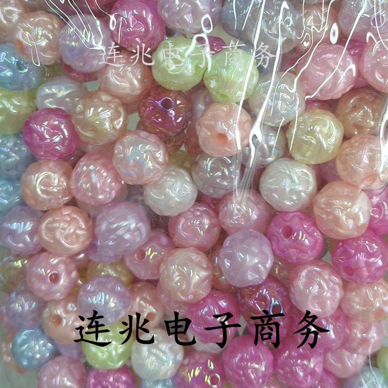 Acrylic pearlescent yarn ball 16mm straight hole beads diy live broadcast mobile phone rope keychain string pen