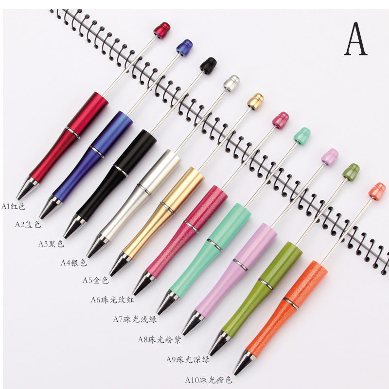 Beaded pen wholesale - diy creative cute beaded ballpoint pen - uv electroplated beaded pen - tri-color gradient beaded pen