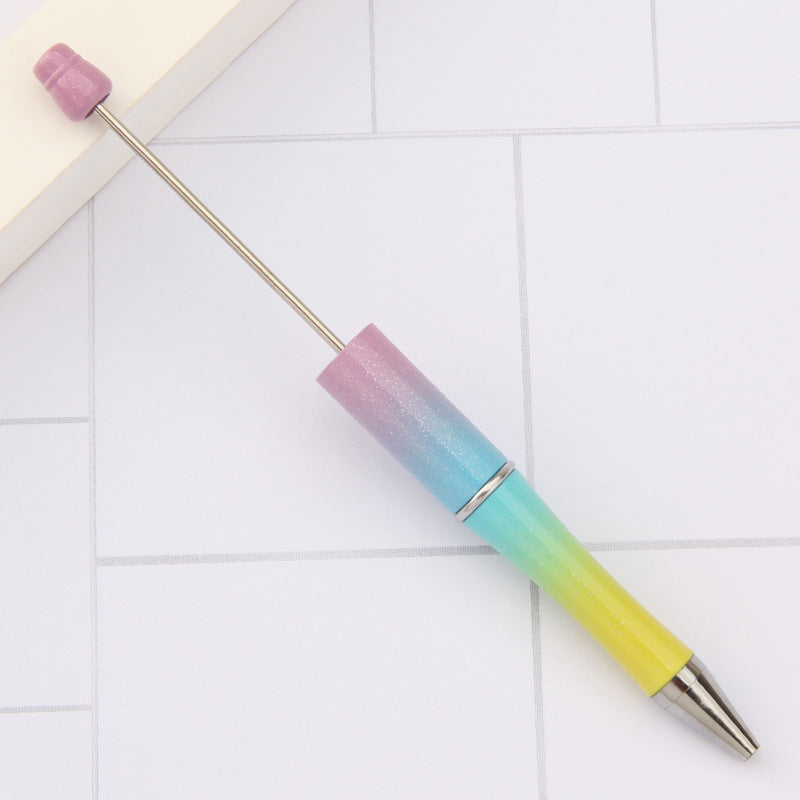 Beaded pen wholesale - diy creative cute beaded ballpoint pen - uv electroplated beaded pen - tri-color gradient beaded pen