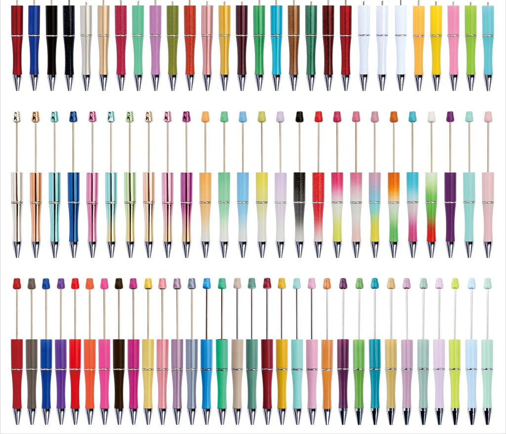 Beaded pen wholesale - diy creative cute beaded ballpoint pen - uv electroplated beaded pen - tri-color gradient beaded pen