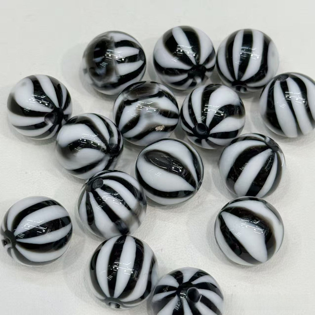 16mm blooming pumpkin beads watermelon stripes beaded diy handmade beaded pen mobile phone chain pendant loose beads jewelry accessories
