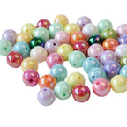Solid color perforated beads electroplated ab iridescent loose beads acrylic bracelet diy jewelry semi-finished handmade accessories