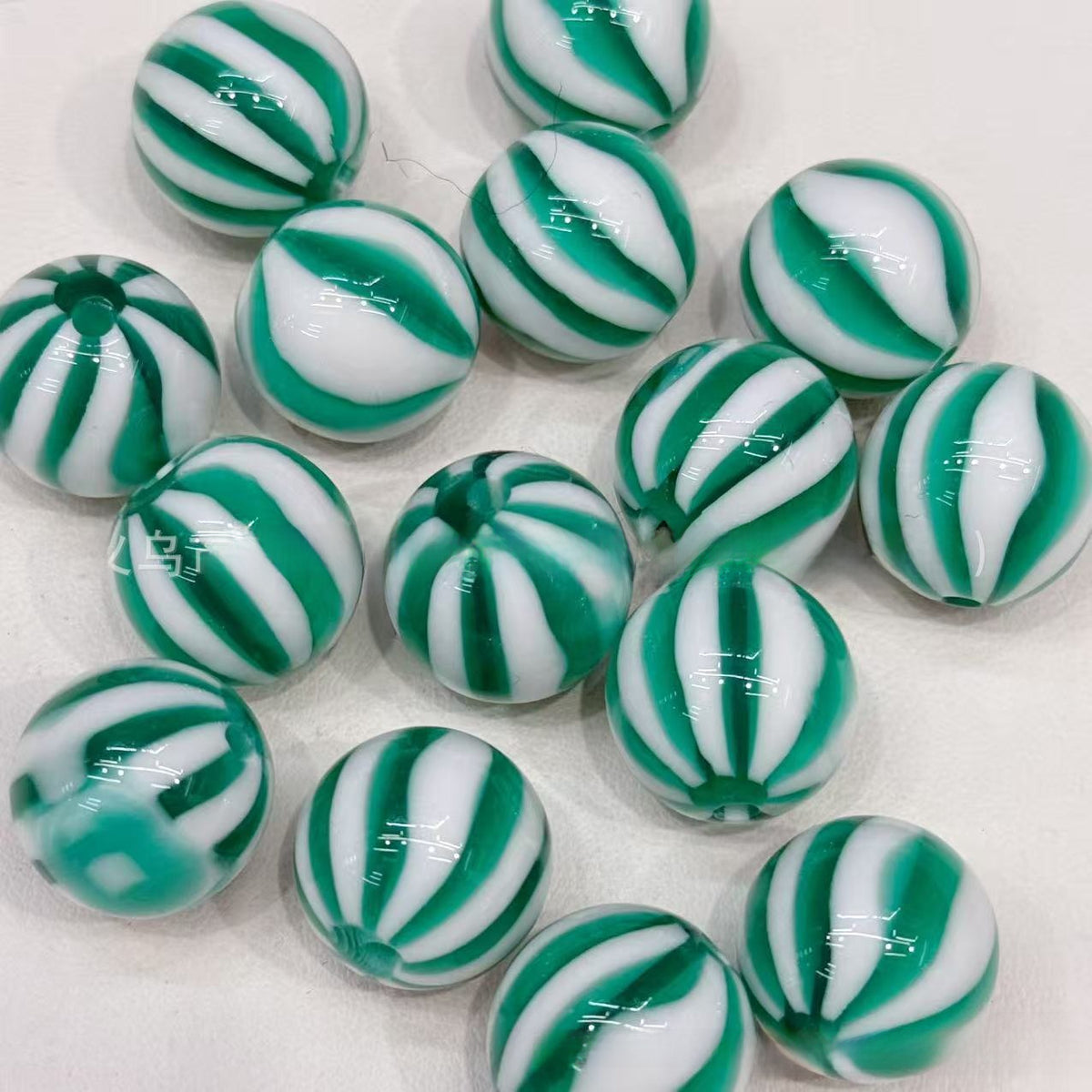 16mm blooming pumpkin beads watermelon stripes beaded diy handmade beaded pen mobile phone chain pendant loose beads jewelry accessories